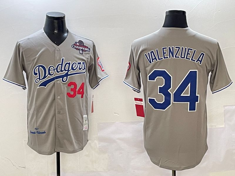Men Los Angeles Dodgers #34 Valenzuela Grey Throwback Game 2025 Nike MLB Jersey style 3133